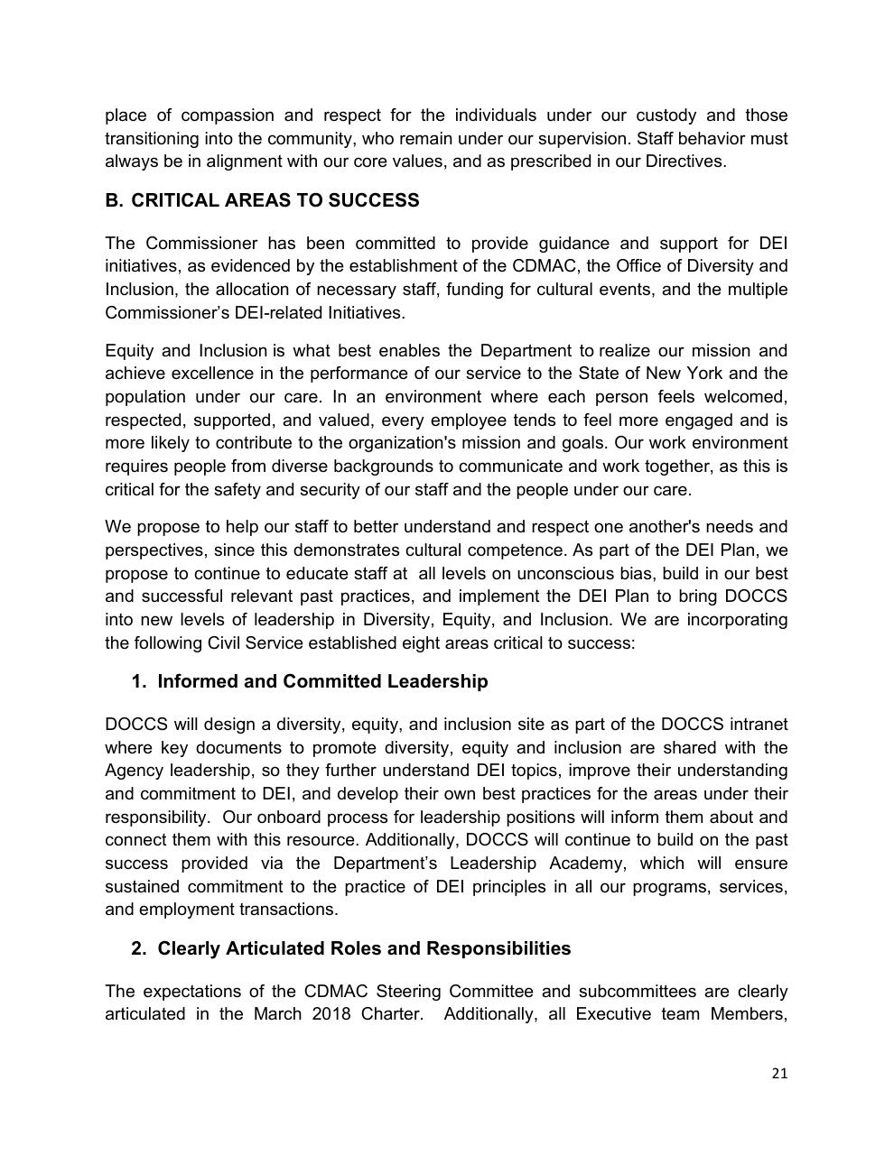 Text slide 21 from Diversity Equity And Inclusion Five Year Strategic Plan 2021 2025