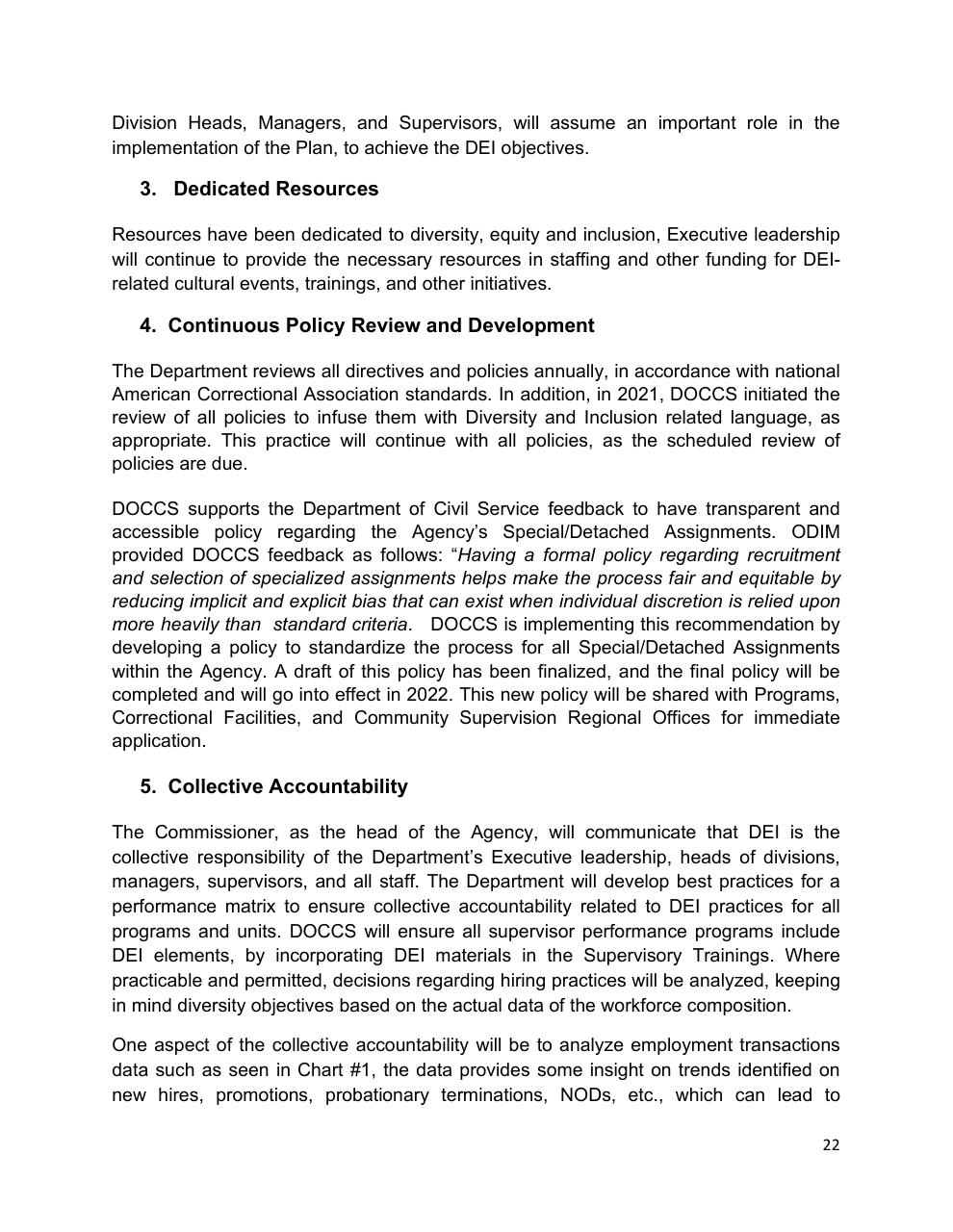 Text slide 22 from Diversity Equity And Inclusion Five Year Strategic Plan 2021 2025