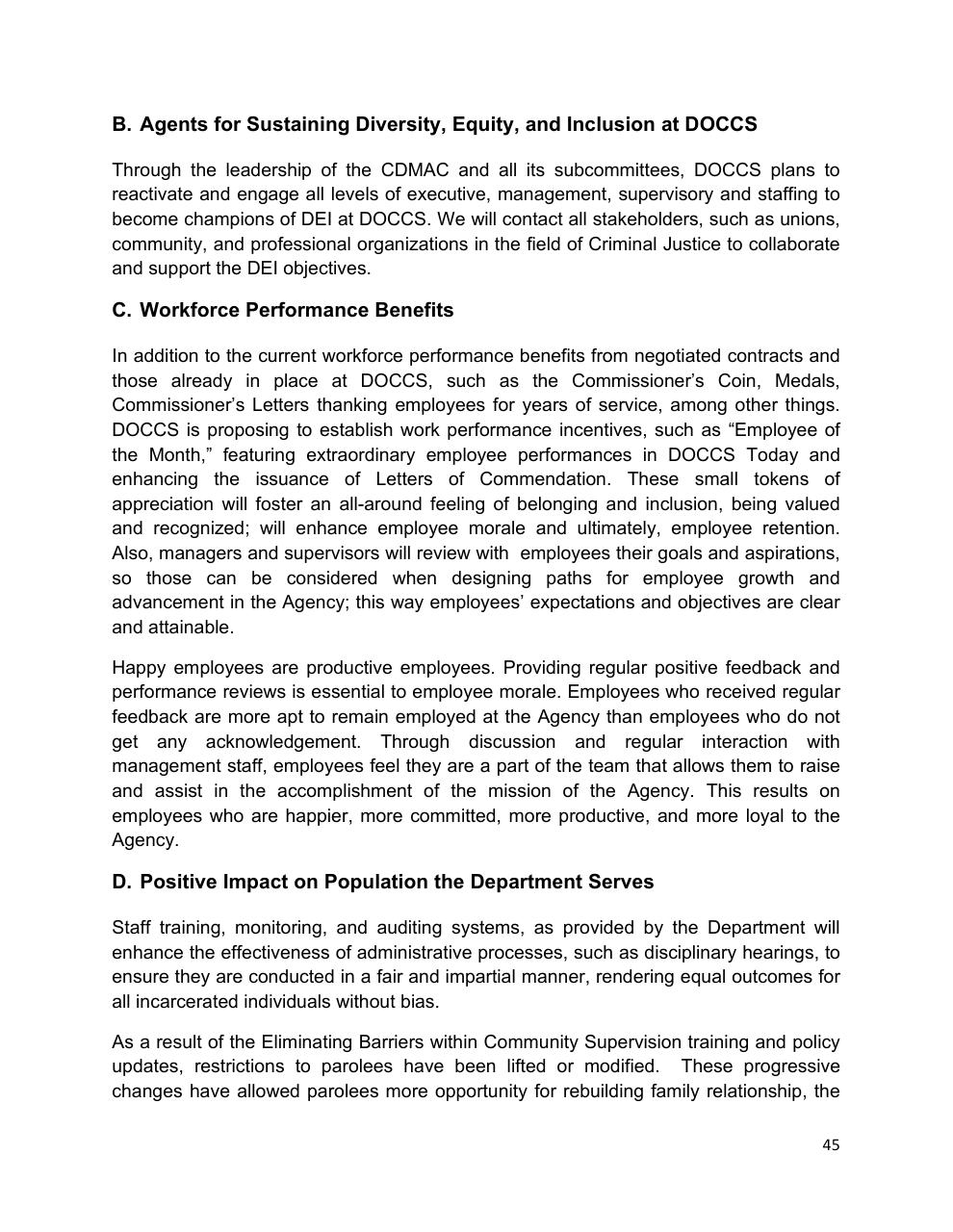 Text slide 45 from Diversity Equity And Inclusion Five Year Strategic Plan 2021 2025