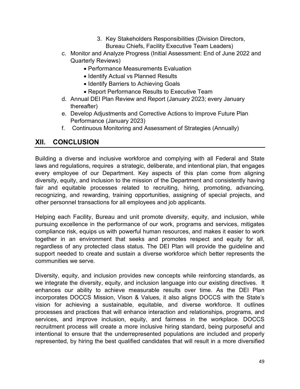 Text slide 49 from Diversity Equity And Inclusion Five Year Strategic Plan 2021 2025
