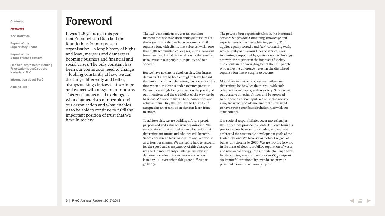 Text slide 3 from 2017 2018 PwC Annual Report PwC