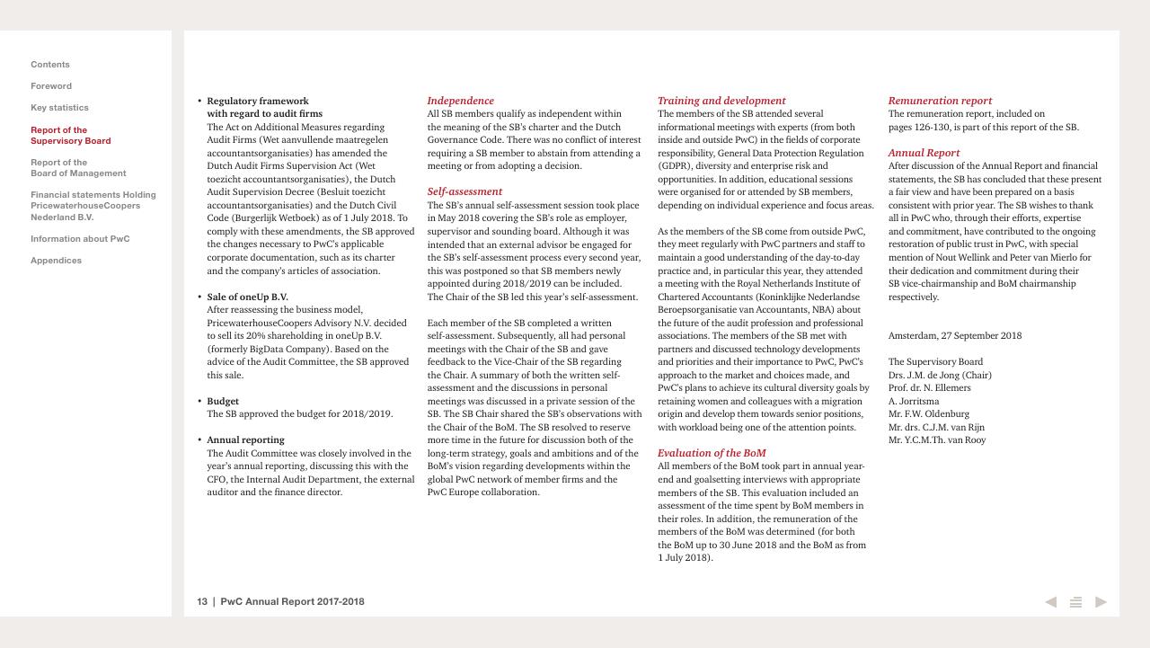 Text slide 13 from 2017 2018 PwC Annual Report PwC