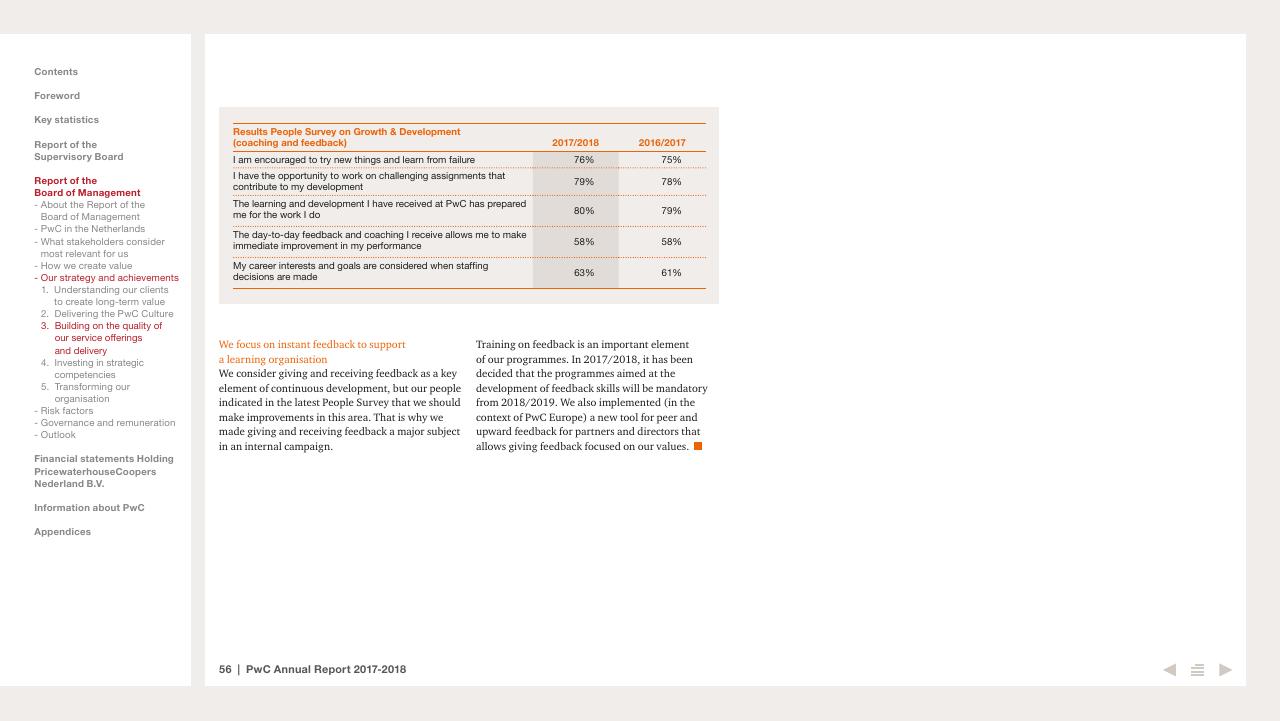 Table slide 56 from 2017 2018 PwC Annual Report PwC