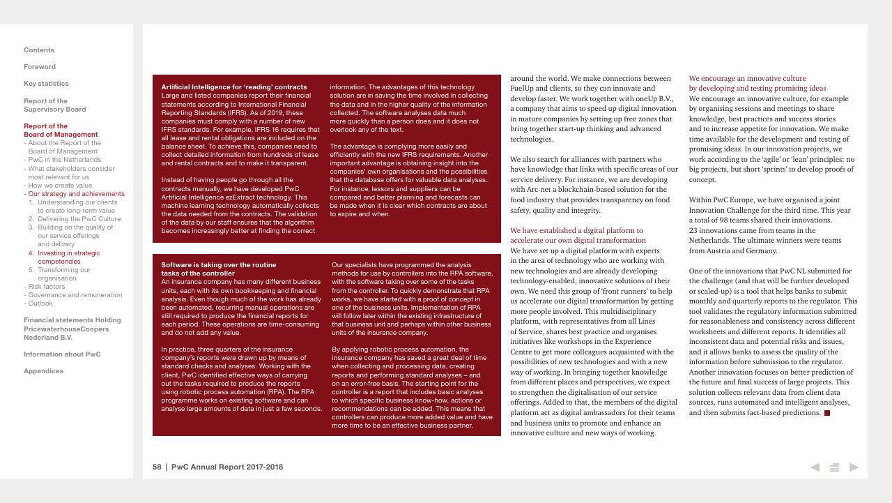 Text slide 58 from 2017 2018 PwC Annual Report PwC