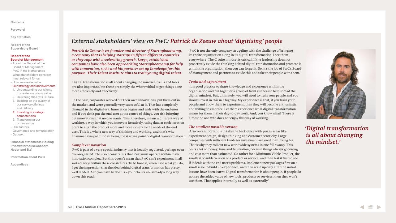 Text slide 59 from 2017 2018 PwC Annual Report PwC