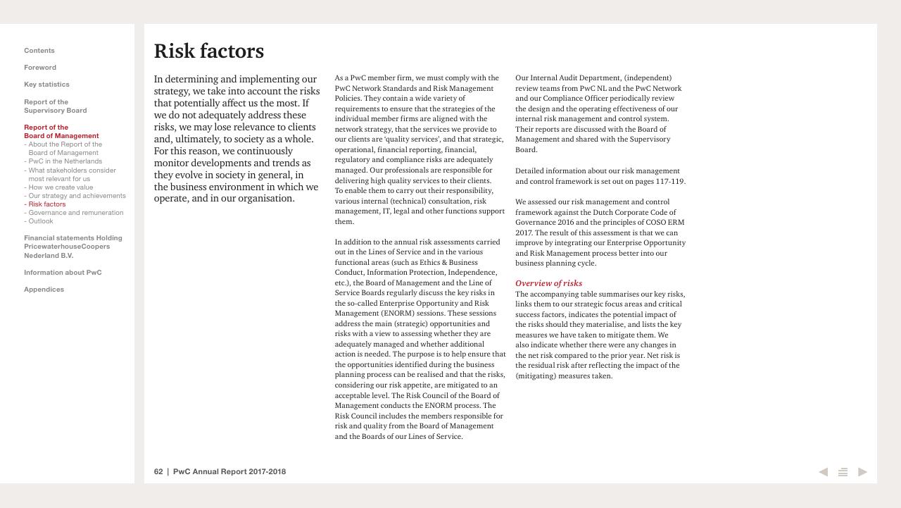 Text slide 62 from 2017 2018 PwC Annual Report PwC