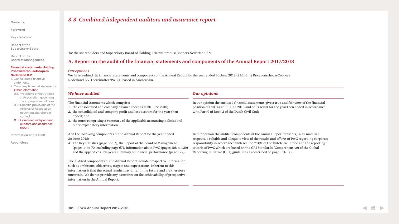 Text slide 101 from 2017 2018 PwC Annual Report PwC