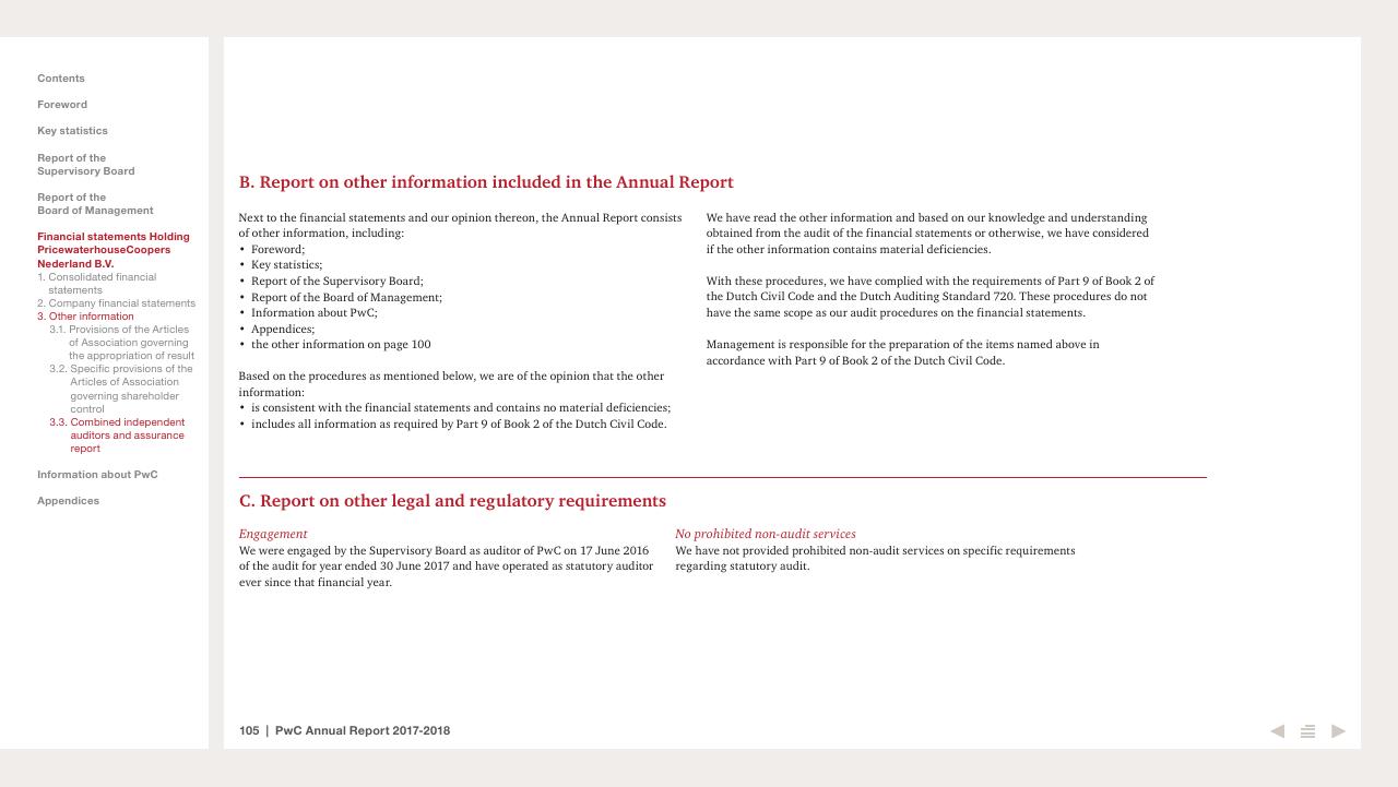 Text slide 105 from 2017 2018 PwC Annual Report PwC