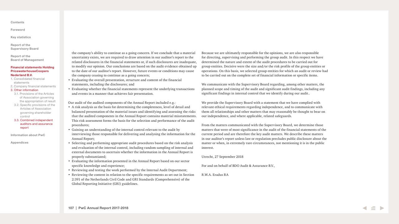 Text slide 107 from 2017 2018 PwC Annual Report PwC