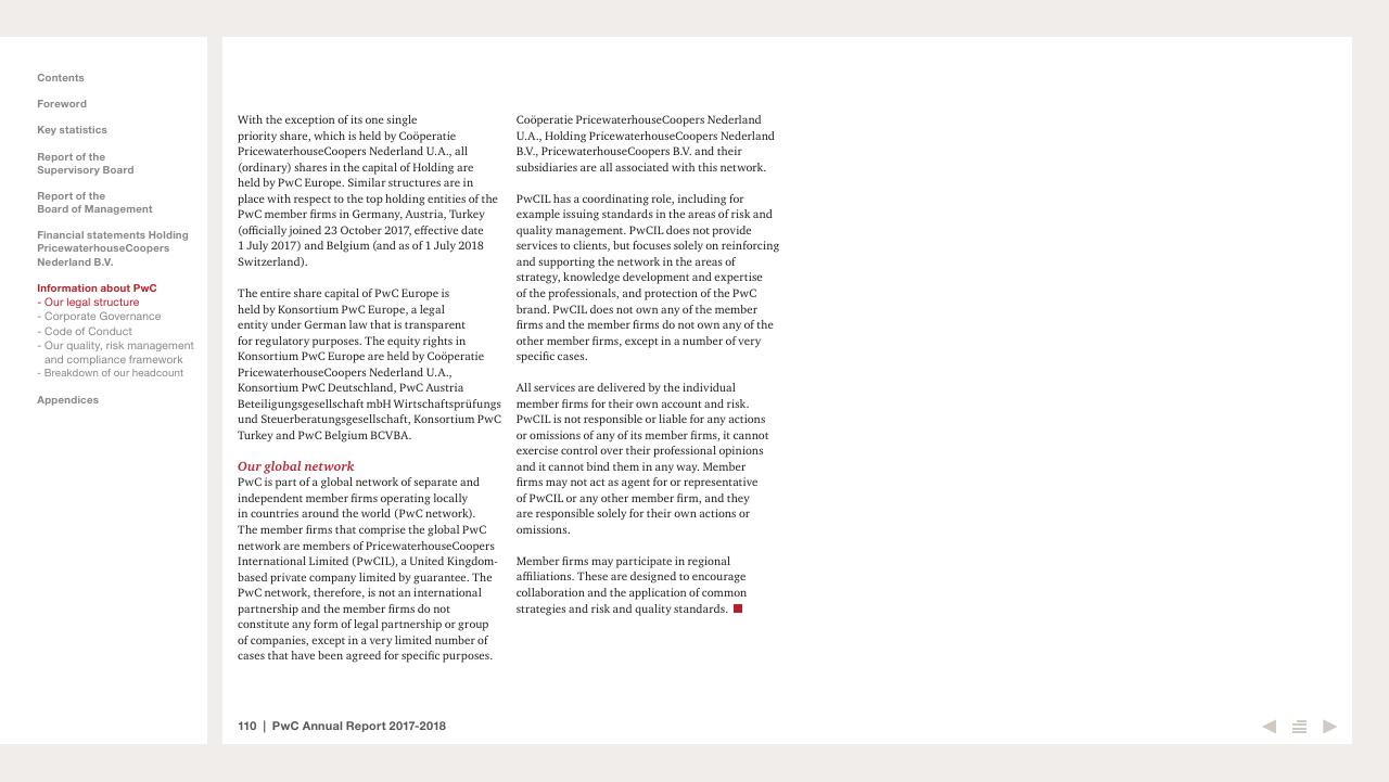 Text slide 110 from 2017 2018 PwC Annual Report PwC