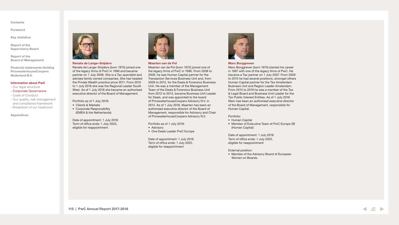 Team slide 115 from 2017 2018 PwC Annual Report PwC
