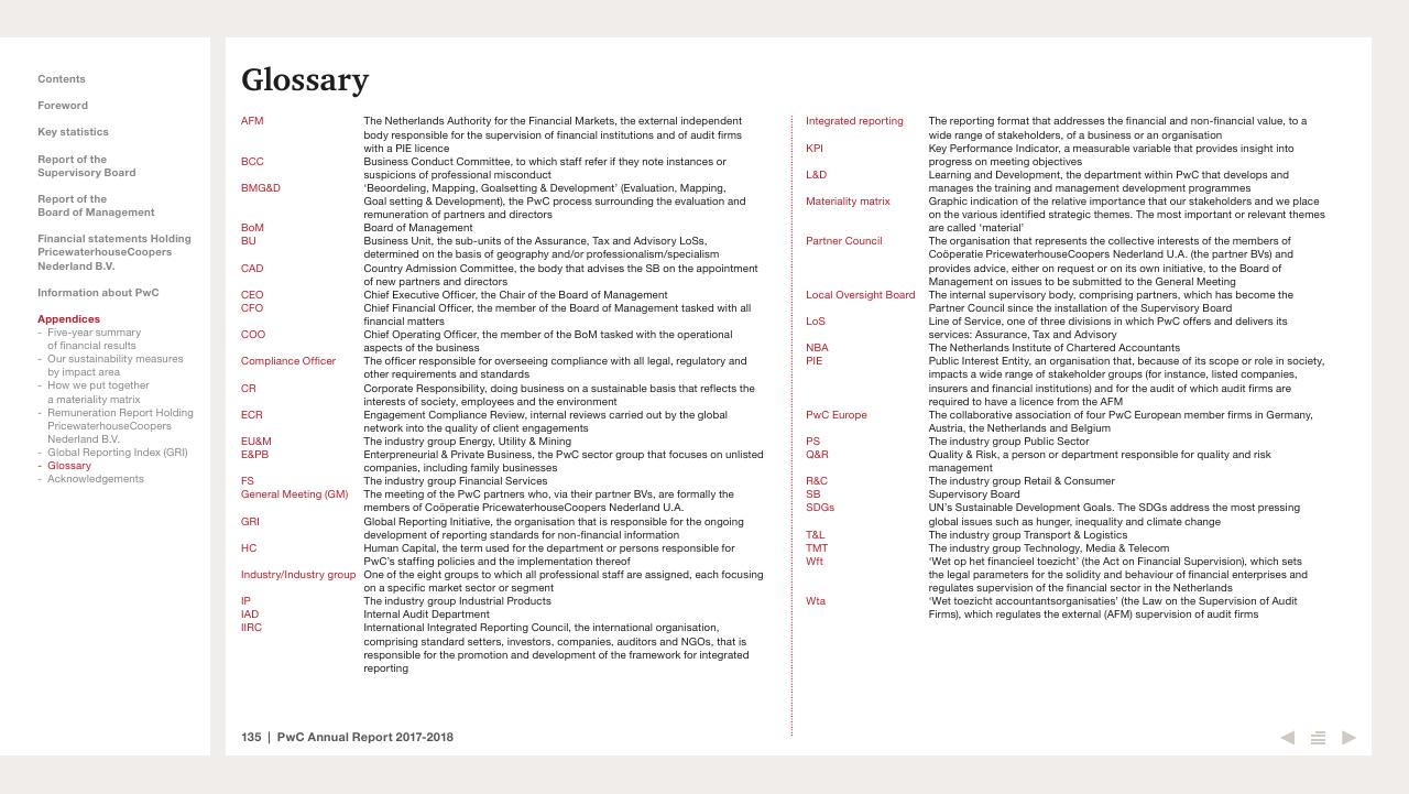 Text slide 135 from 2017 2018 PwC Annual Report PwC