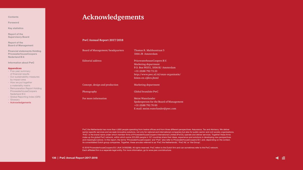 Text slide 136 from 2017 2018 PwC Annual Report PwC