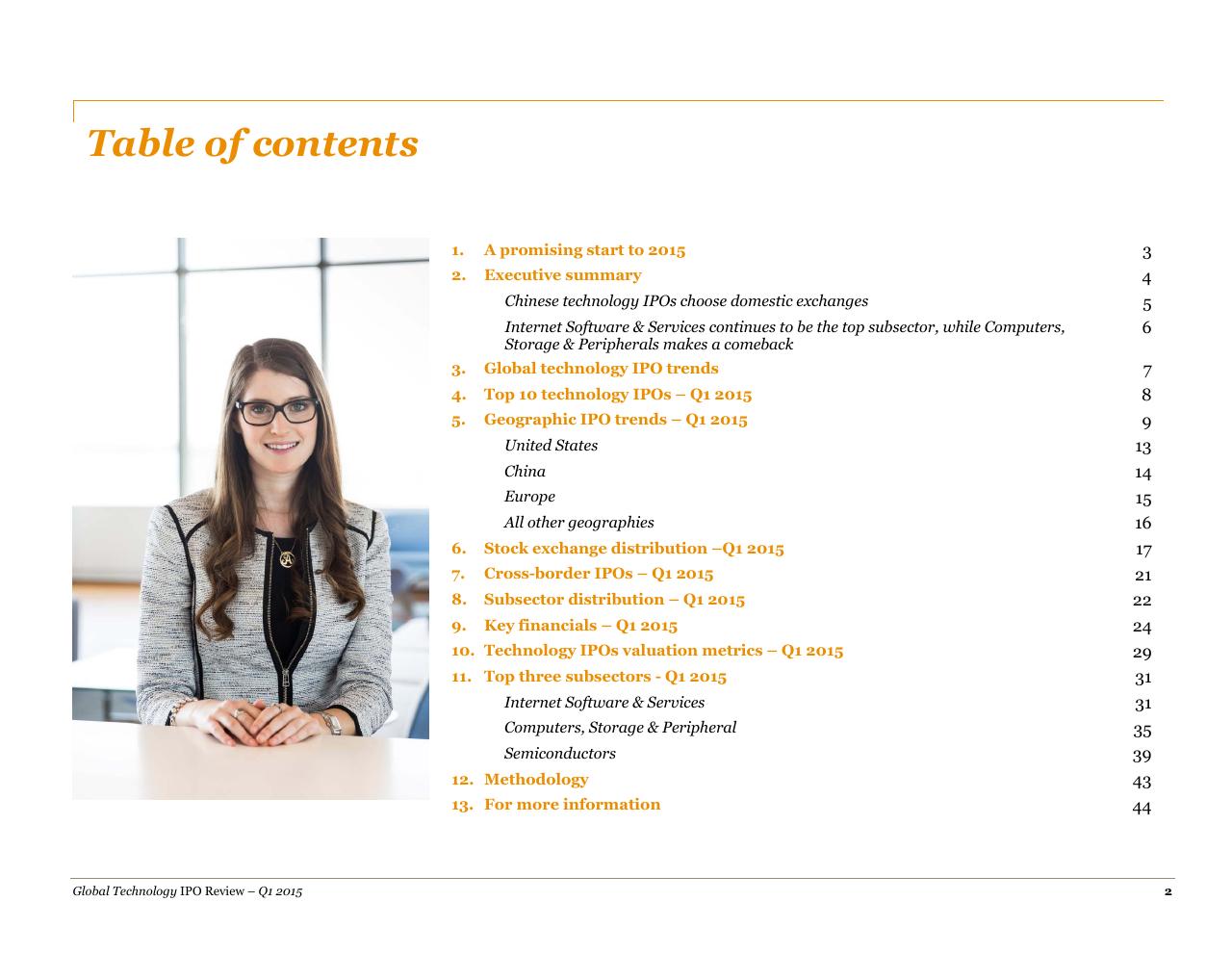 Agenda slide 2 from A Quarterly Look At Global Trends In The Technology Ipo Market May 2015