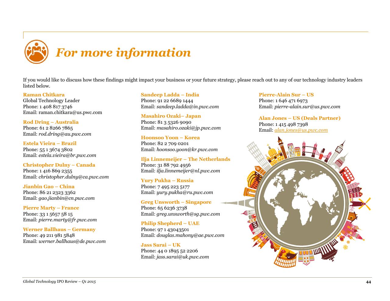 Team slide 44 from A Quarterly Look At Global Trends In The Technology Ipo Market May 2015