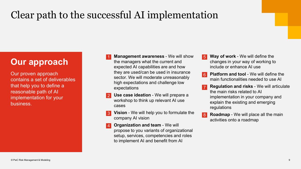 Process slide 9 from Ai_ml Use In Risk Management And Compliance PwC Actuarial Risk Quants PwC