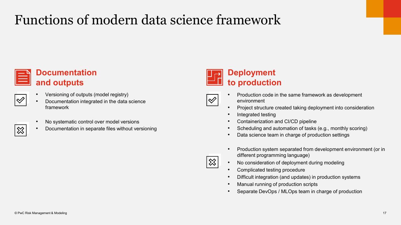 Comparison slide 17 from Ai_ml Use In Risk Management And Compliance PwC Actuarial Risk Quants PwC