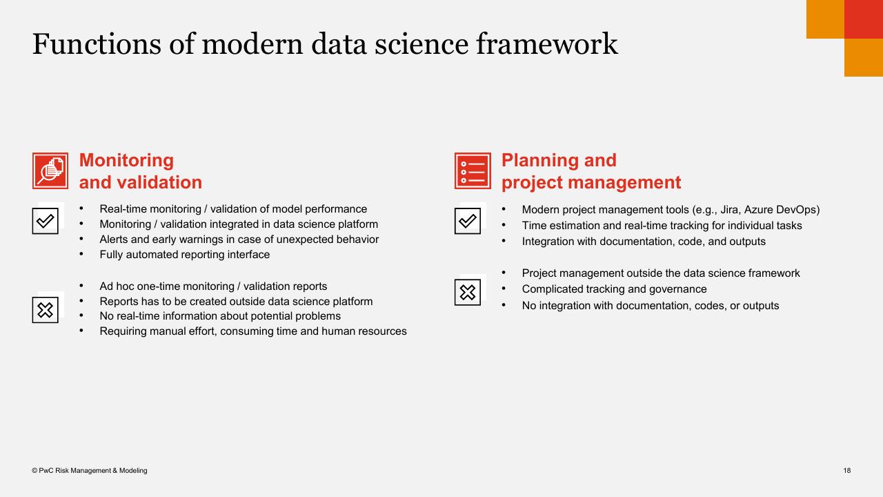 Comparison slide 18 from Ai_ml Use In Risk Management And Compliance PwC Actuarial Risk Quants PwC