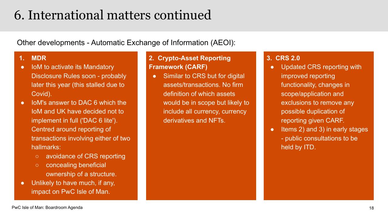 Comparison slide 18 from Boardroom Agenda PwC