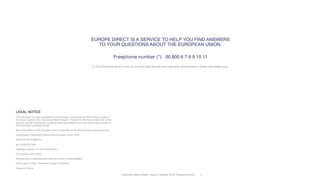 Text slide 2 from Copernicus Market Report February 2019 PwC