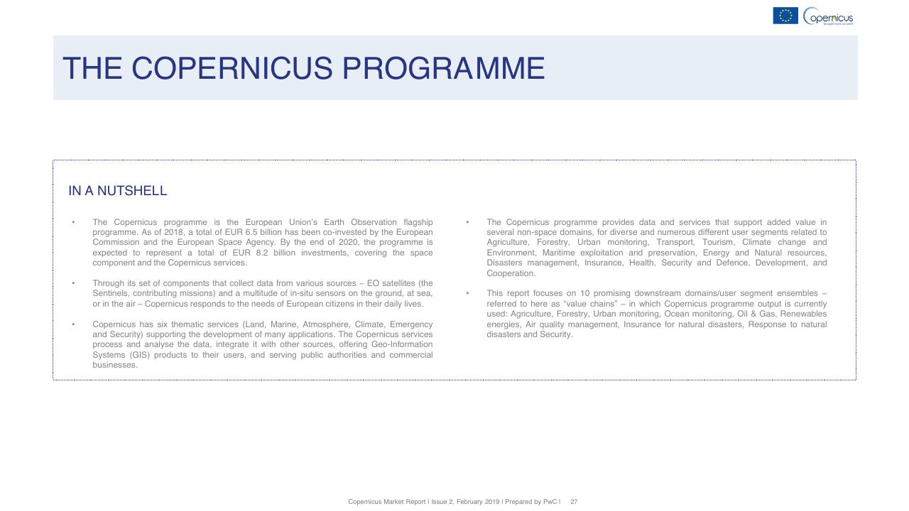 Text slide 27 from Copernicus Market Report February 2019 PwC
