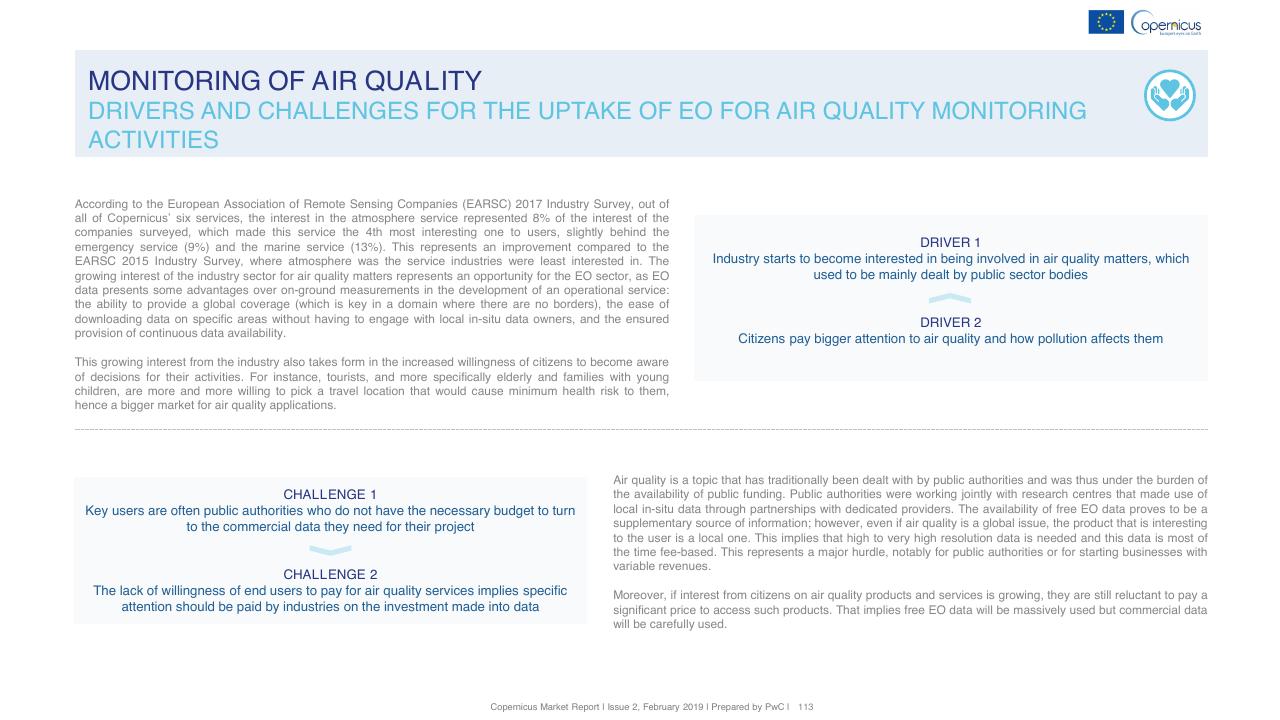 Text slide 113 from Copernicus Market Report February 2019 PwC