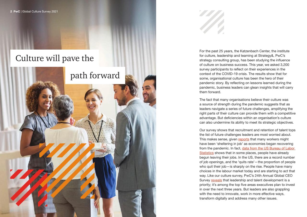 Text slide 2 from Global Culture Survey 2021 PwC