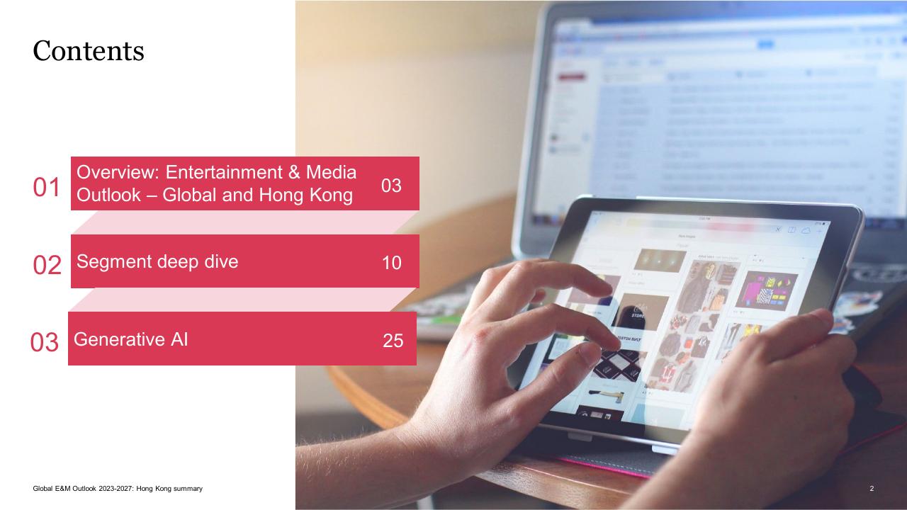 Dashboard slide 2 from Global Entertainment Media Outlook_ 2023 2027_ Hong Kong Summary PwC