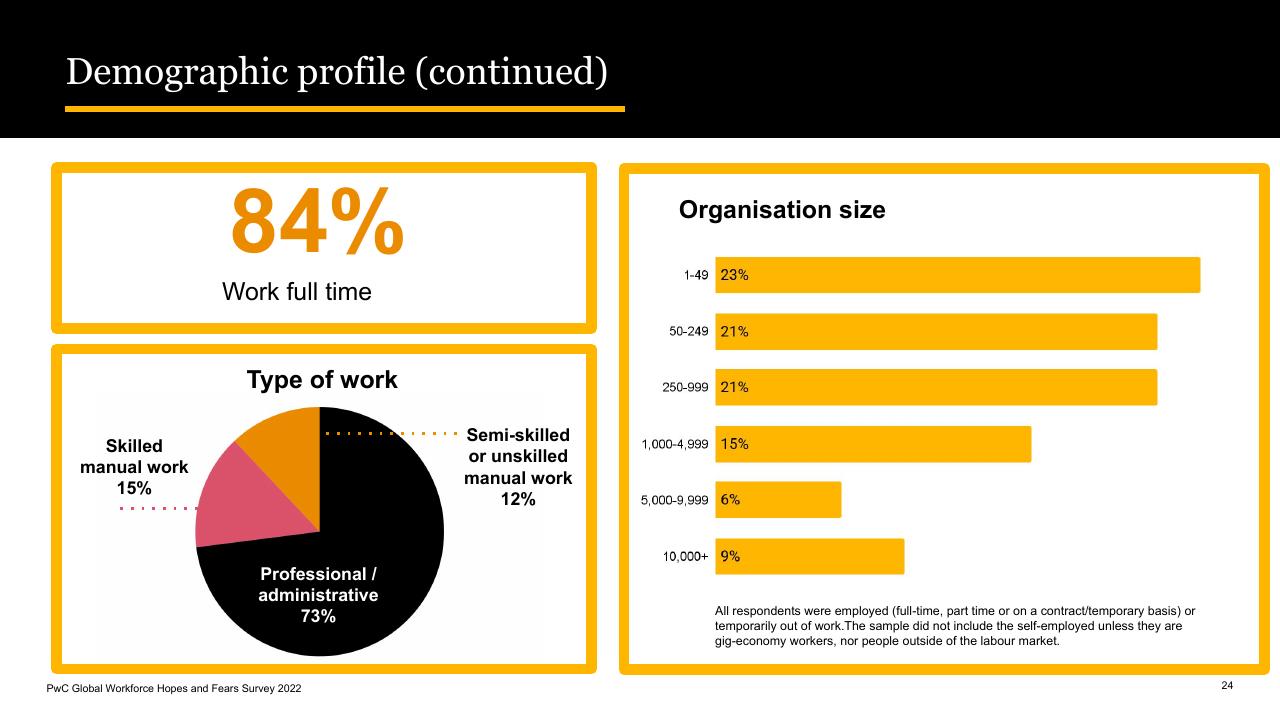 Dashboard slide 24 from Global Workforce Hopes And Fears Survey 2022 PwC