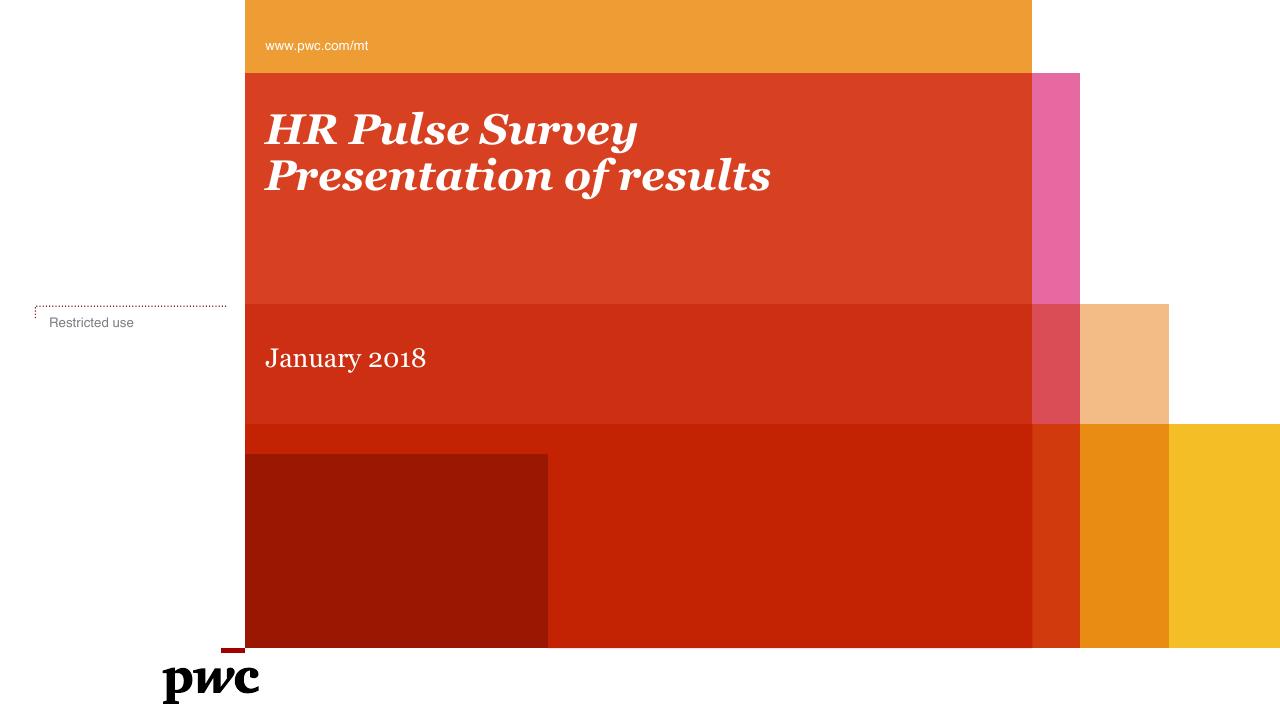 HR Pulse Survey Presentation Of Results PwC consulting deck cover