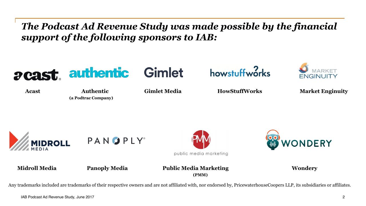 Text slide 2 from Iab Podcast Ad Revenue Study_ An Analysis Of The Largest Players In The Podcasting Industry PwC