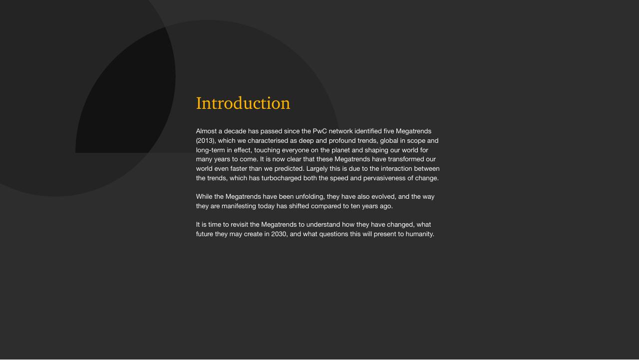 Text slide 2 from Megatrends Five Global Shifts Reshaping The World We Live In PwC