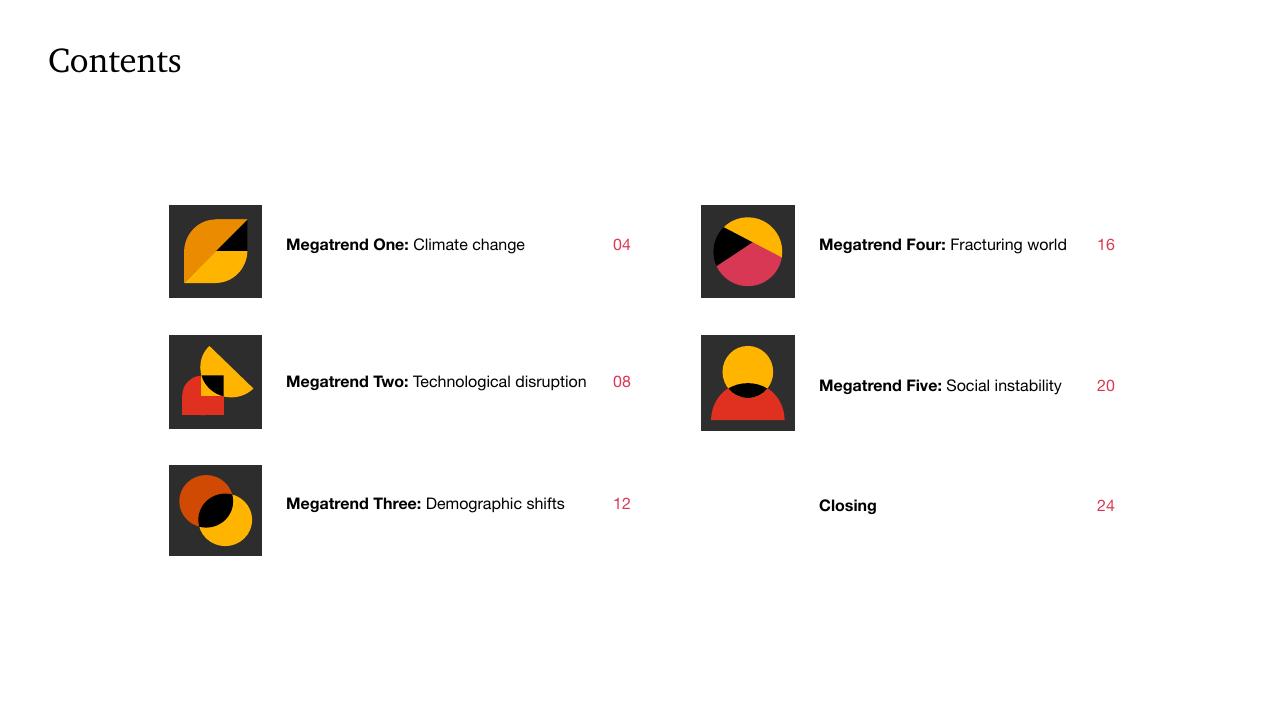 Section Divider slide 3 from Megatrends Five Global Shifts Reshaping The World We Live In PwC