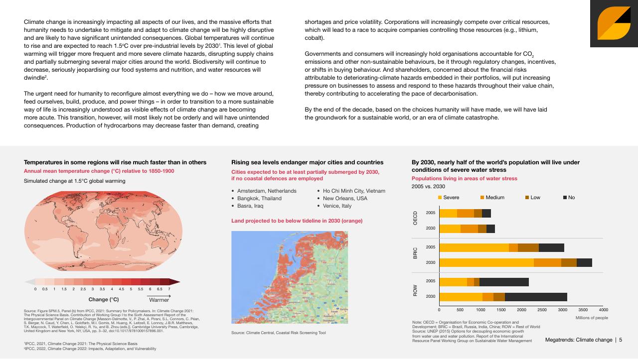 Dashboard slide 5 from Megatrends Five Global Shifts Reshaping The World We Live In PwC