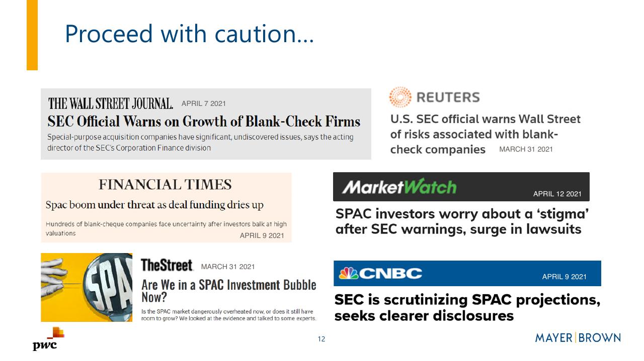 Dashboard slide 12 from Merging With A Spac Preparing For Life As A Public Company PwC