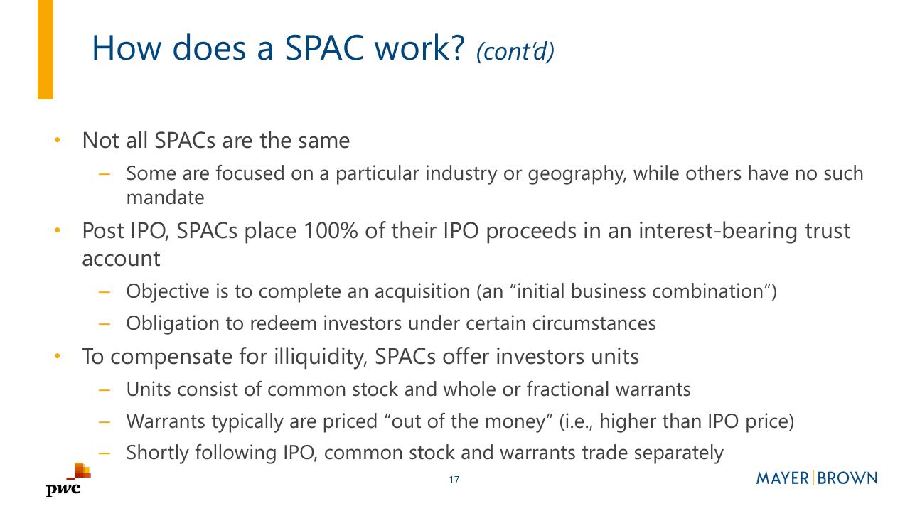 Text slide 17 from Merging With A Spac Preparing For Life As A Public Company PwC