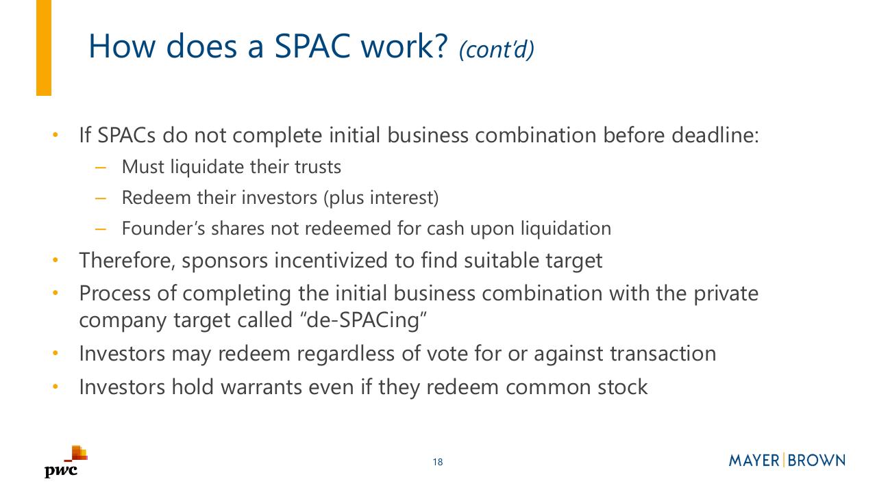 Text slide 18 from Merging With A Spac Preparing For Life As A Public Company PwC