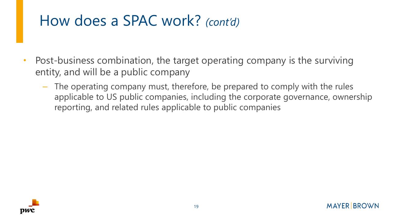 Text slide 19 from Merging With A Spac Preparing For Life As A Public Company PwC