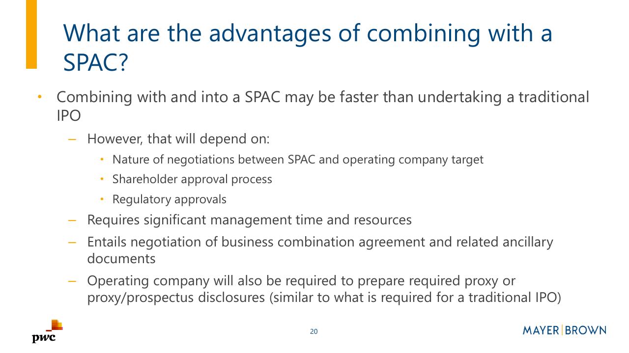 Text slide 20 from Merging With A Spac Preparing For Life As A Public Company PwC