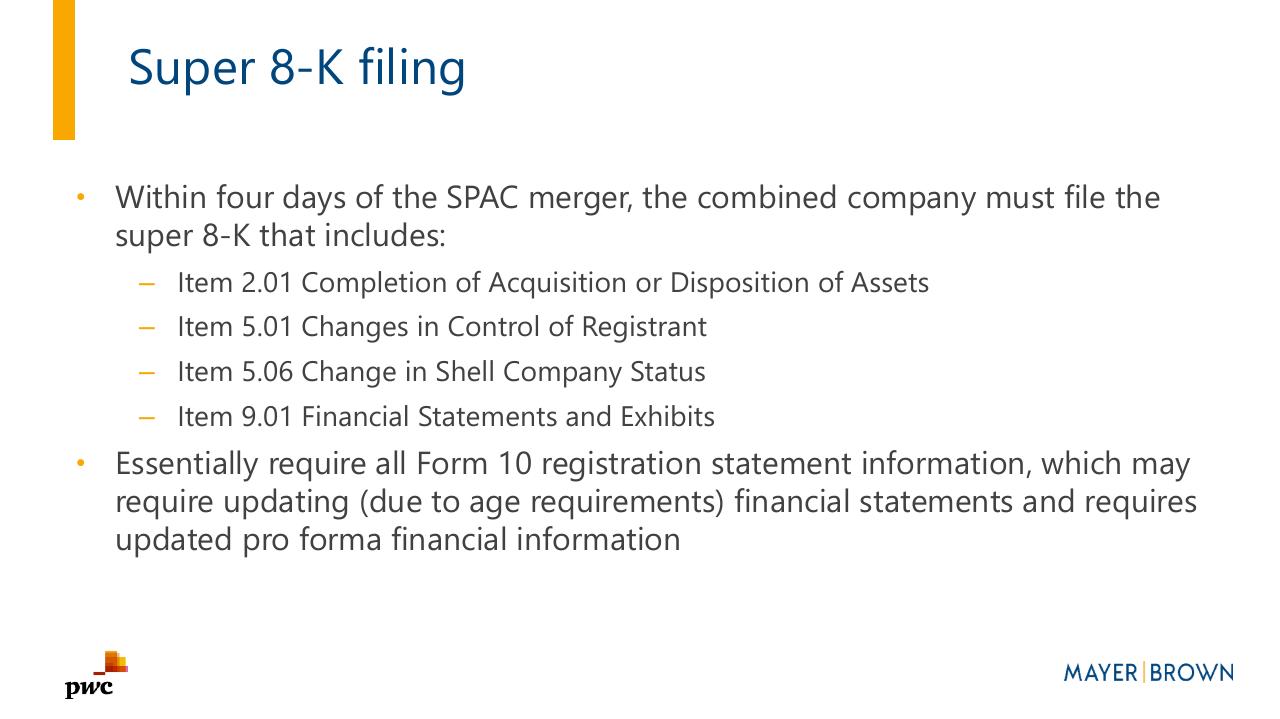 Text slide 31 from Merging With A Spac Preparing For Life As A Public Company PwC