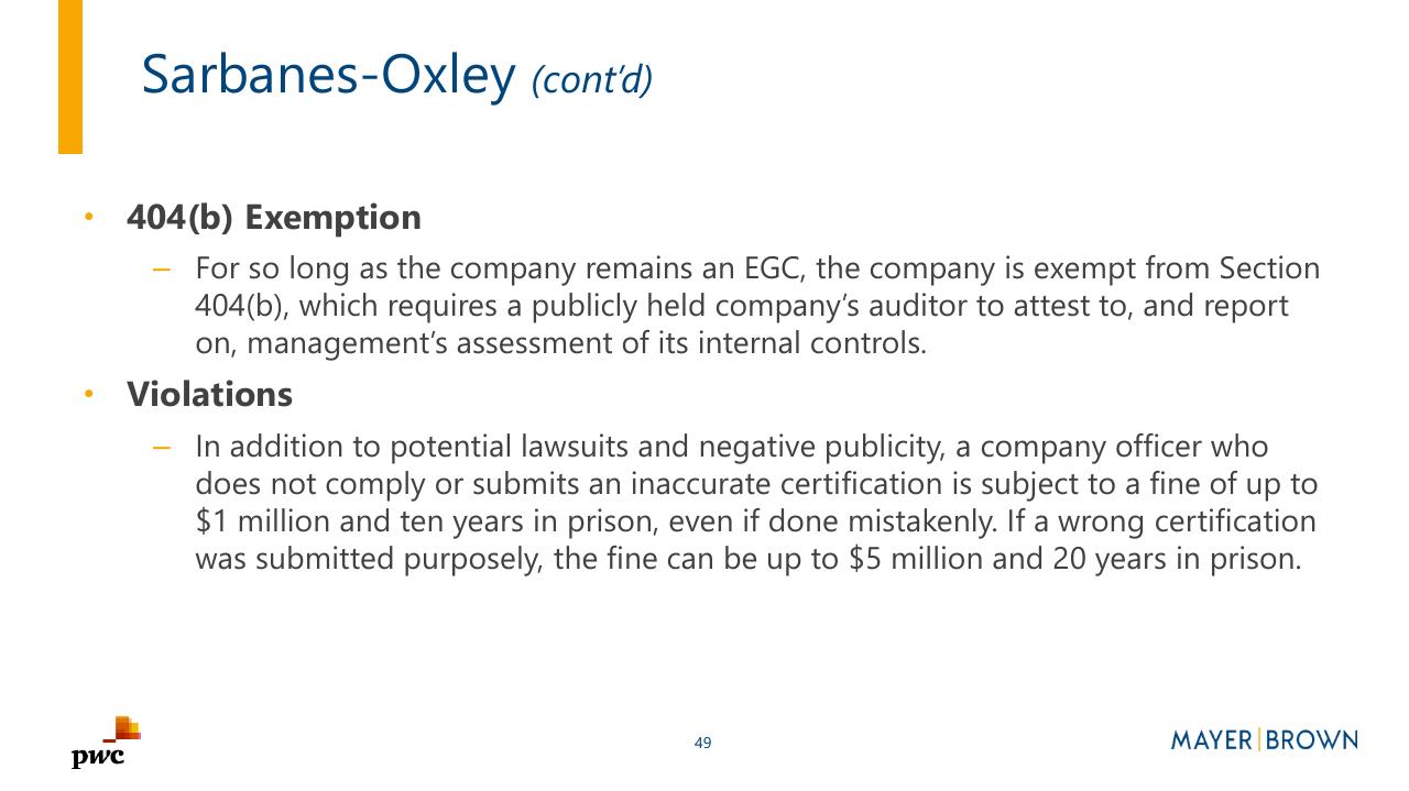 Text slide 49 from Merging With A Spac Preparing For Life As A Public Company PwC