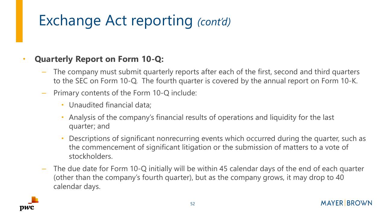 Text slide 52 from Merging With A Spac Preparing For Life As A Public Company PwC