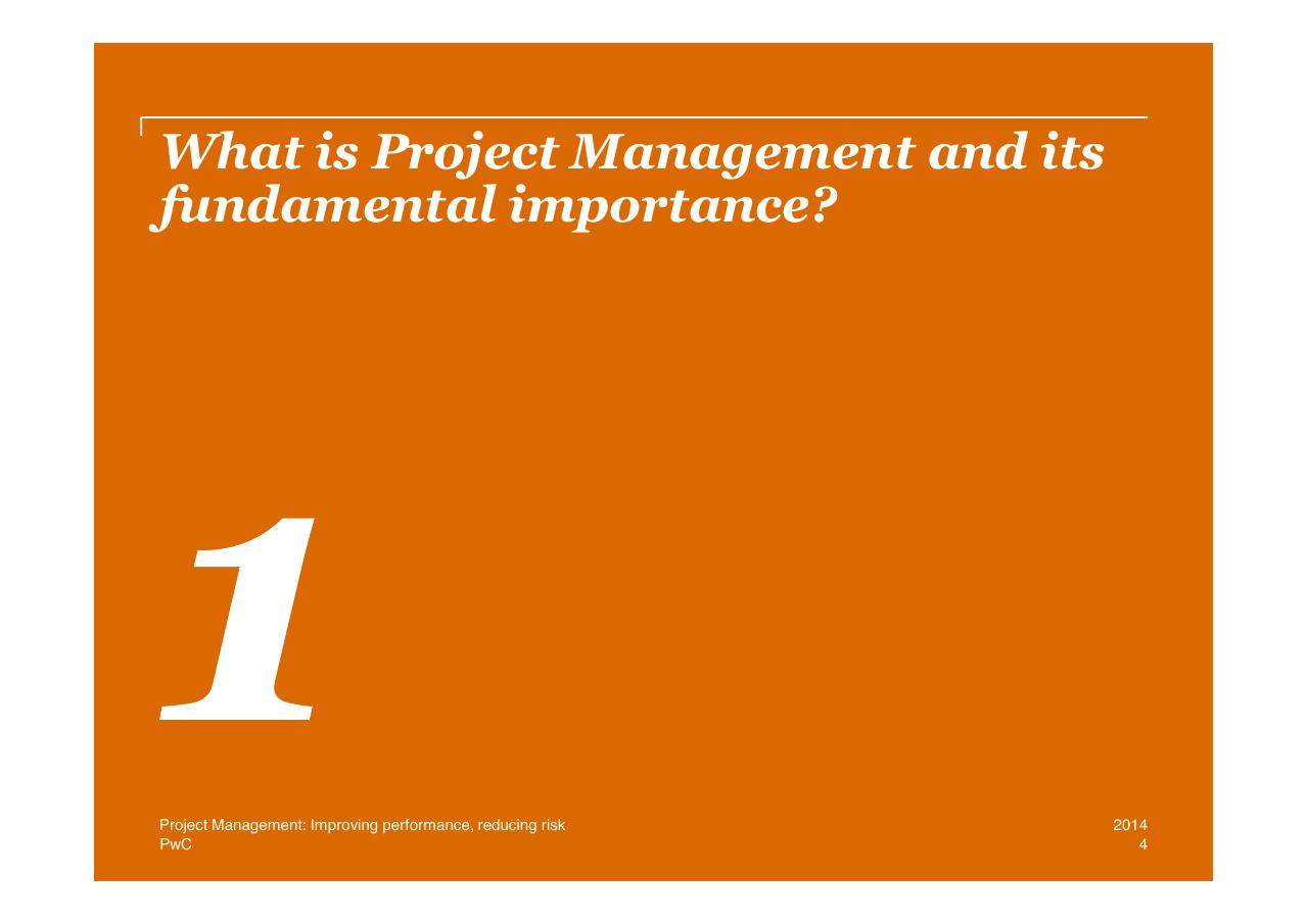 Section Divider slide 4 from Project Management Improving Performance Reducing Risk