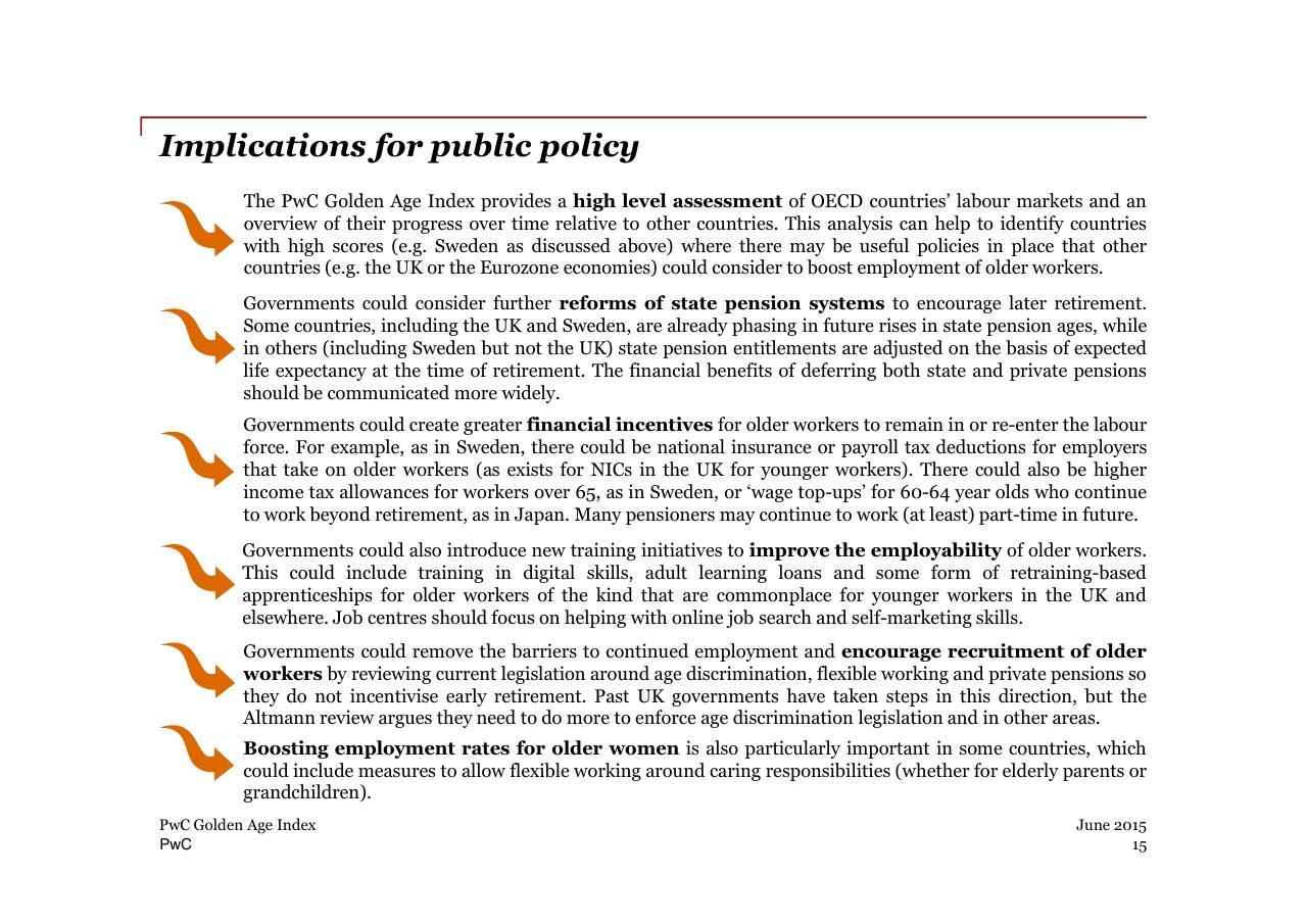 Text slide 15 from PwC Golden Age Index How Well Are Oecd Economies Adapting To An Older Workforce_