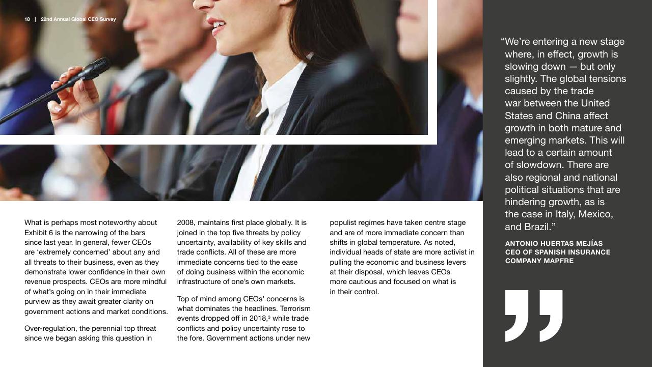 Text slide 18 from Pwc_s 22nd Annual Global CEO Survey PwC
