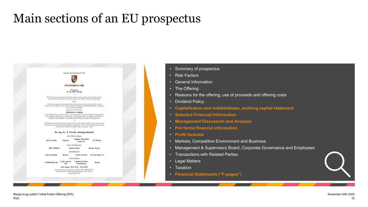 Text slide 15 from Ready To Go Public_ Initial Public Offering Ipo PwC