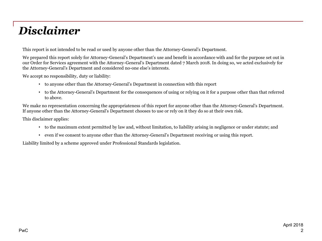 Text slide 2 from Review Of Efficiency Of The Operation Of The Federal Courts PwC
