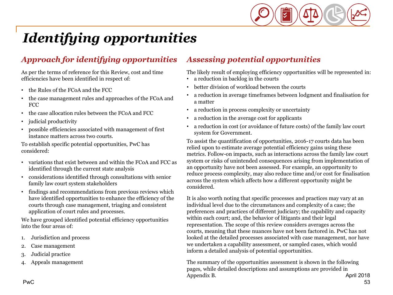 Text slide 53 from Review Of Efficiency Of The Operation Of The Federal Courts PwC