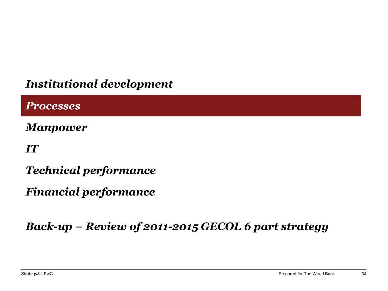 Section Divider slide 35 from Task C Gecol Institutional Dev And Perform Improvement