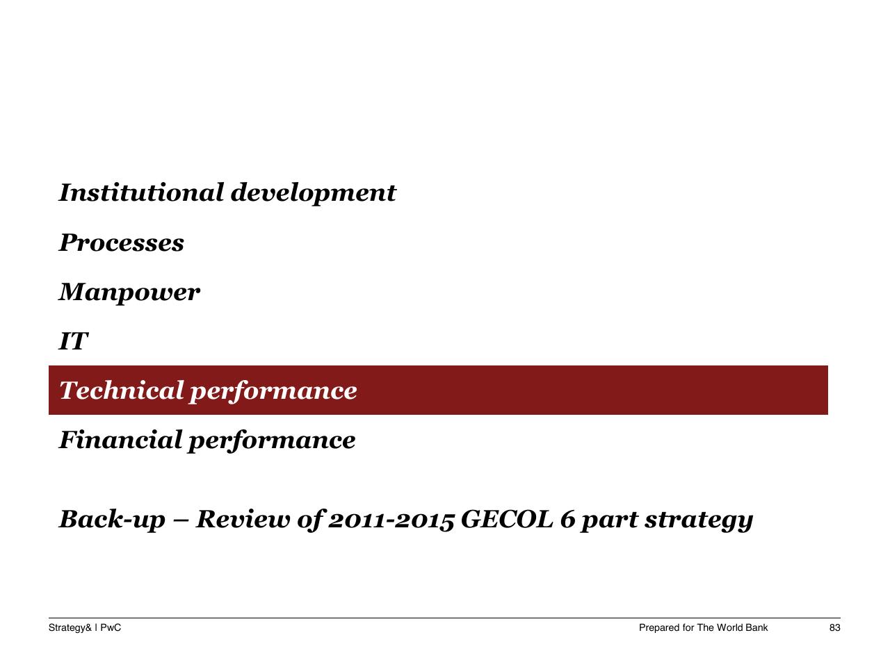 Section Divider slide 84 from Task C Gecol Institutional Dev And Perform Improvement